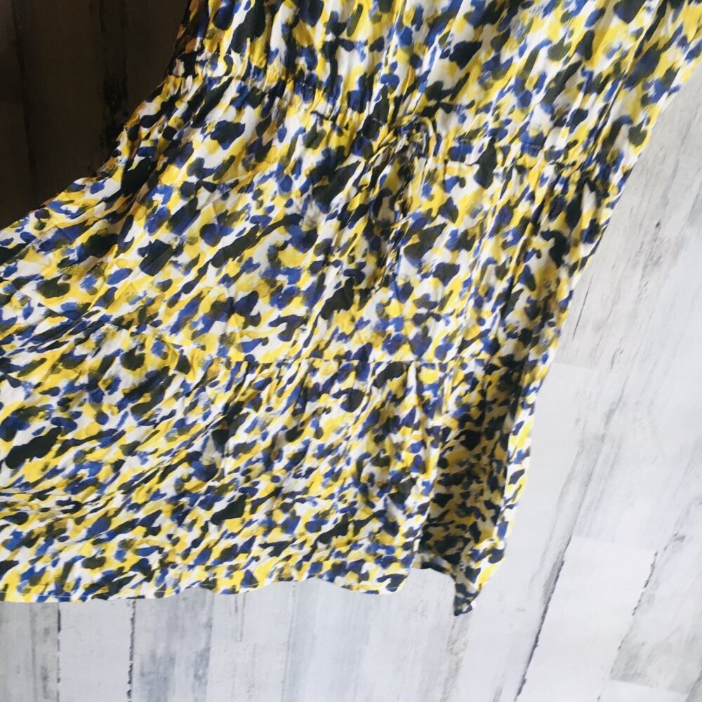 NWOT Velvet by Graham & Spencer Dress Flutter Cap Sleeve Abstract Print Yellow L - Picture 4 of 12